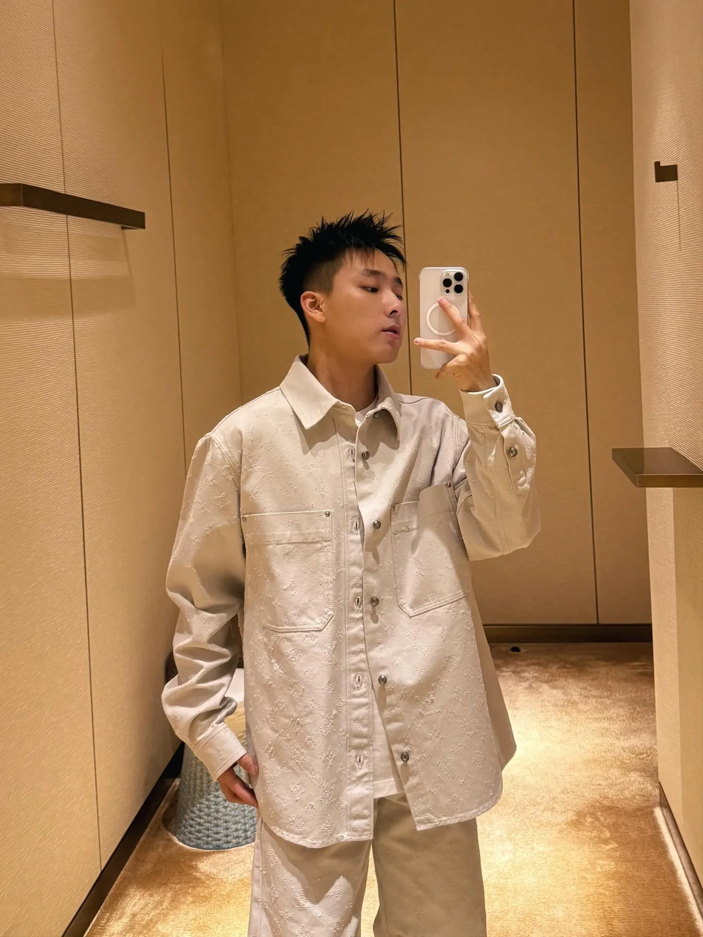 Louis Vuitton/Louis Vuitton presbyopic needle-punched denim shirt jacket